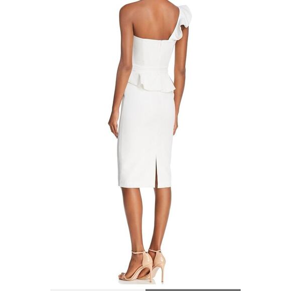 Bardot Camellia Ivory One Shoulder Strap Ruffle Sheath Dress Size US 4 1791 - Picture 2 of 11